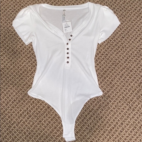 Free People Mia Thong Bodysuit White XS NWT - Picture 5 of 8